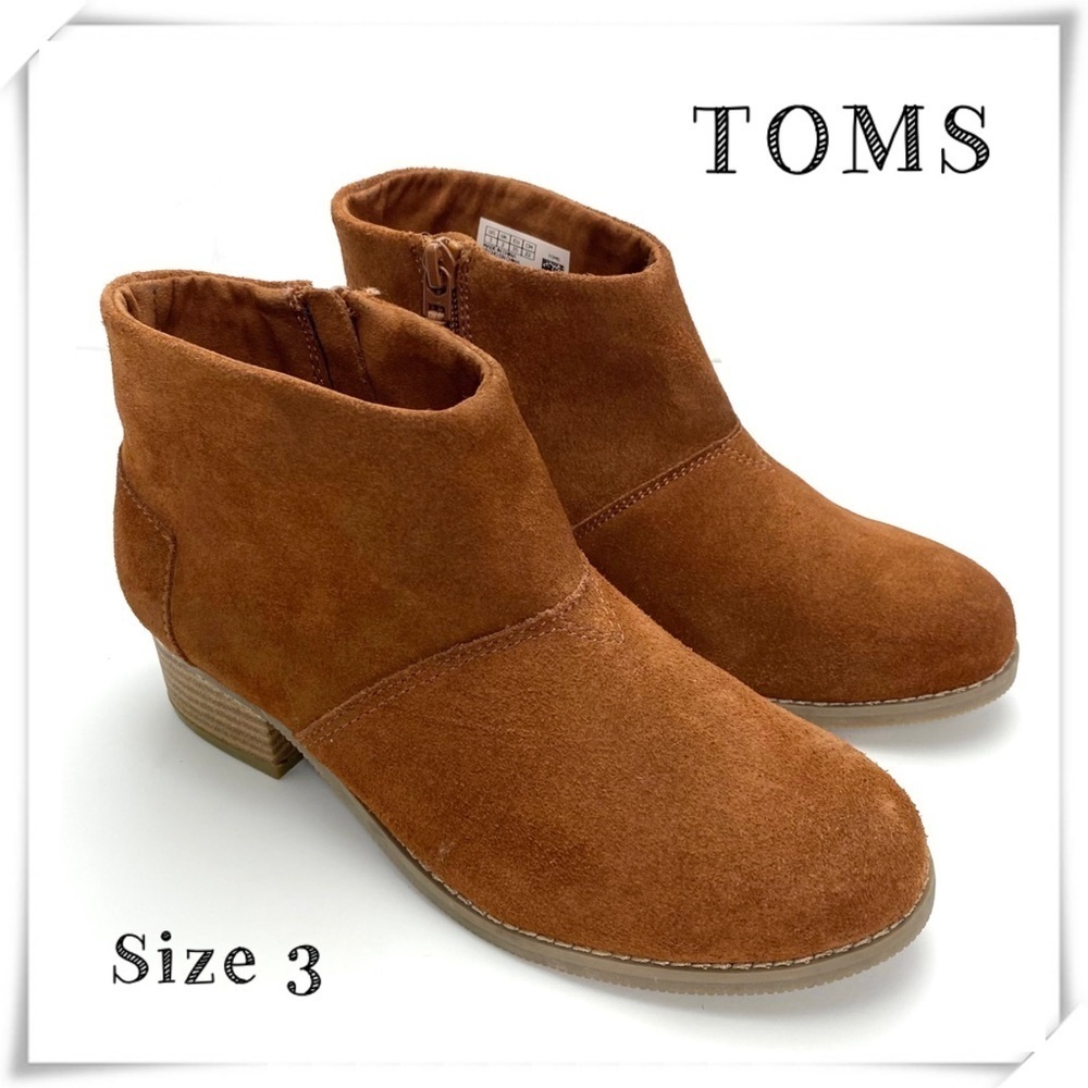 TOMS Leila Kids Suede Ankle Boots in Tan Brown Size 3 Kids Style 10010670
